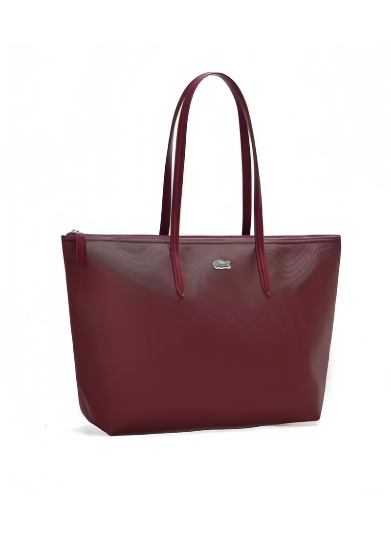 Lacoste Women's L12.12 Concept Fashion Versatile Large Capacity Large Size Zipper Handheld Shoulder Bag Tote Bag Large Claret 35cm * 30cm * 14cm - Image 2